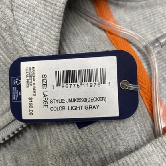 NEW JOHNNIE-O Mens Decker Baseball Jacket Size L Light Grey - Picture 13 of 13